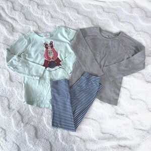 Hanna Andersson Tea Collection Girls Pajama Set Long Sleeve Top Pants Size 6 120